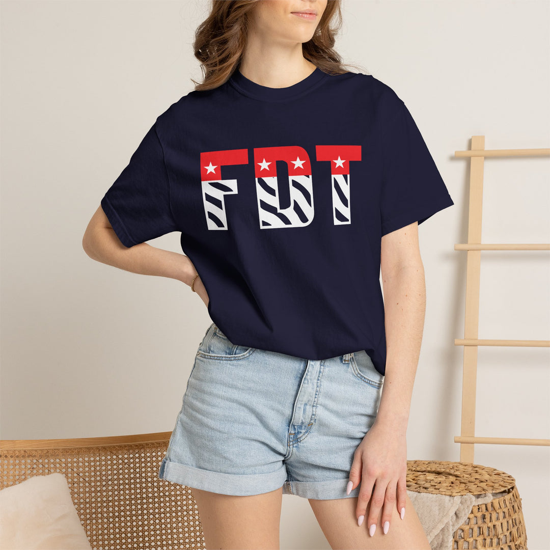FDT flag letters T-shirt | American flag typography political tee