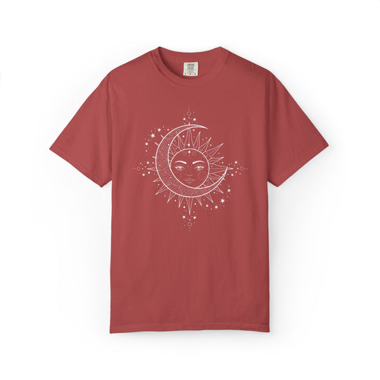 Celestial Boho Moon &amp; Sun Line T-Shirt | Mystical Spiritual Graphic Tee