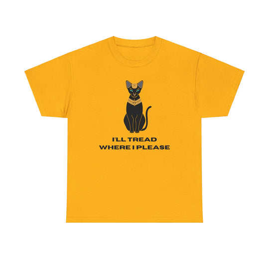 Empowering T-Shirt - I'll Tread Where I Please - Black Cat with Snake Design - Gadsden Flag