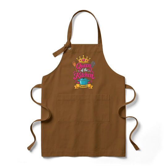 Personalized Queen of the Kitchen Apron with Crown and Utensils | Custom Name Apron | Christmas Gift for Her