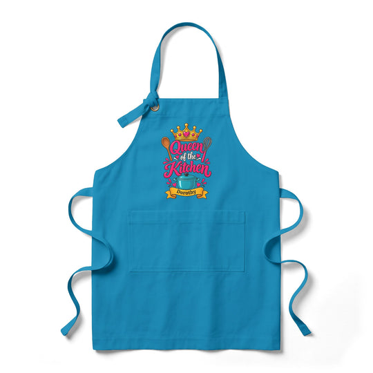 Personalized Queen of the Kitchen Apron with Crown and Utensils | Custom Name Apron | Christmas Gift for Her