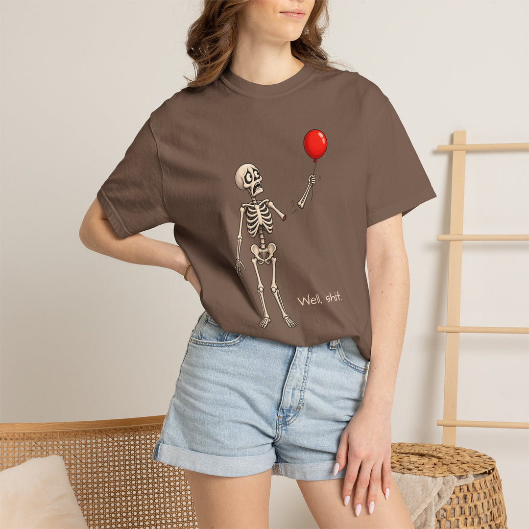 Funny Fall Skeleton and Balloon T-Shirt | Unisex Comfort Colors® Tee