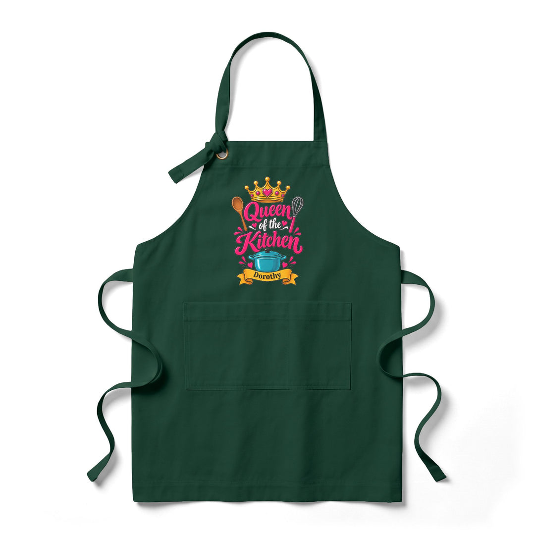 Personalized Queen of the Kitchen Apron with Crown and Utensils | Custom Name Apron | Christmas Gift for Her