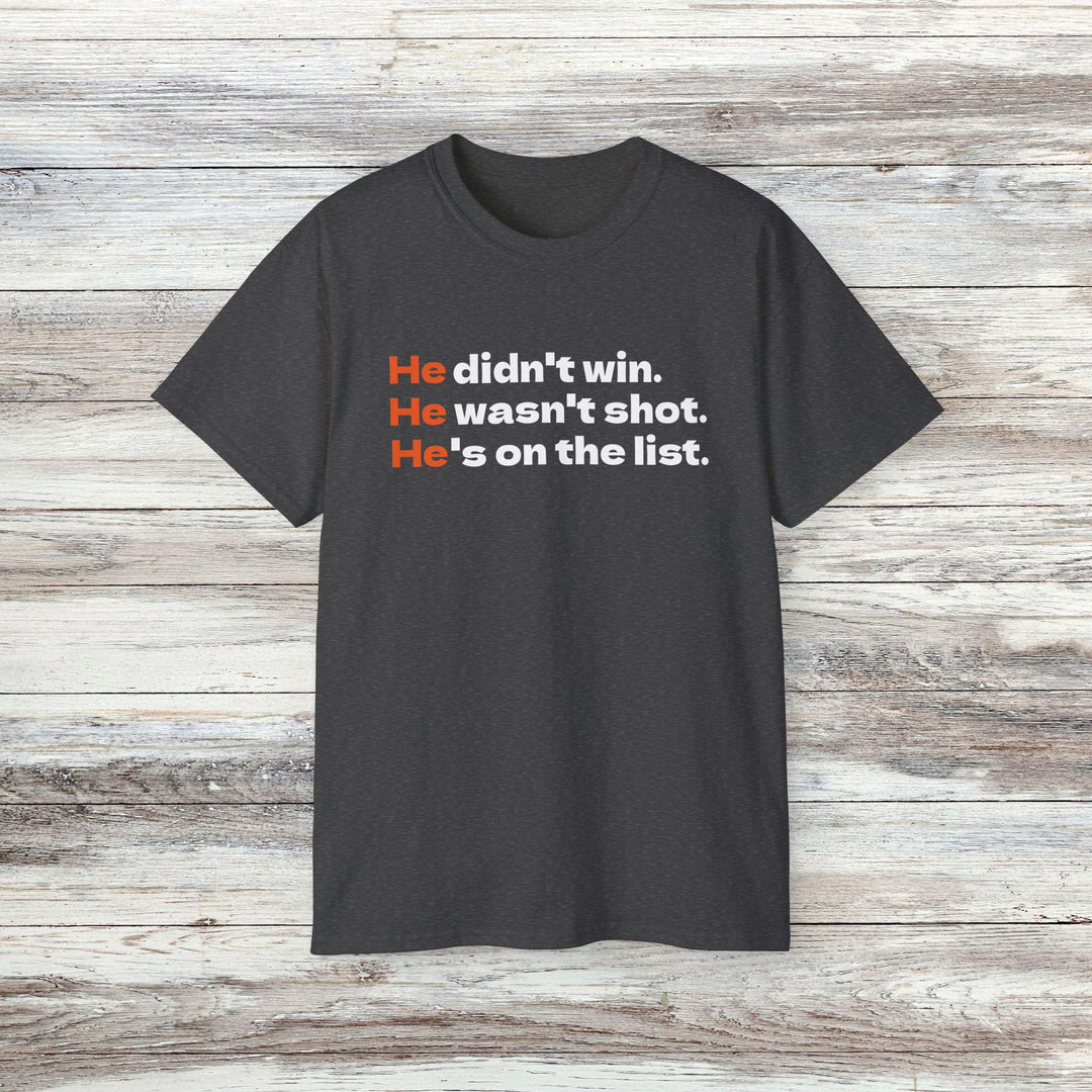 He's on the List T-Shirt, Anti-Trump Tee