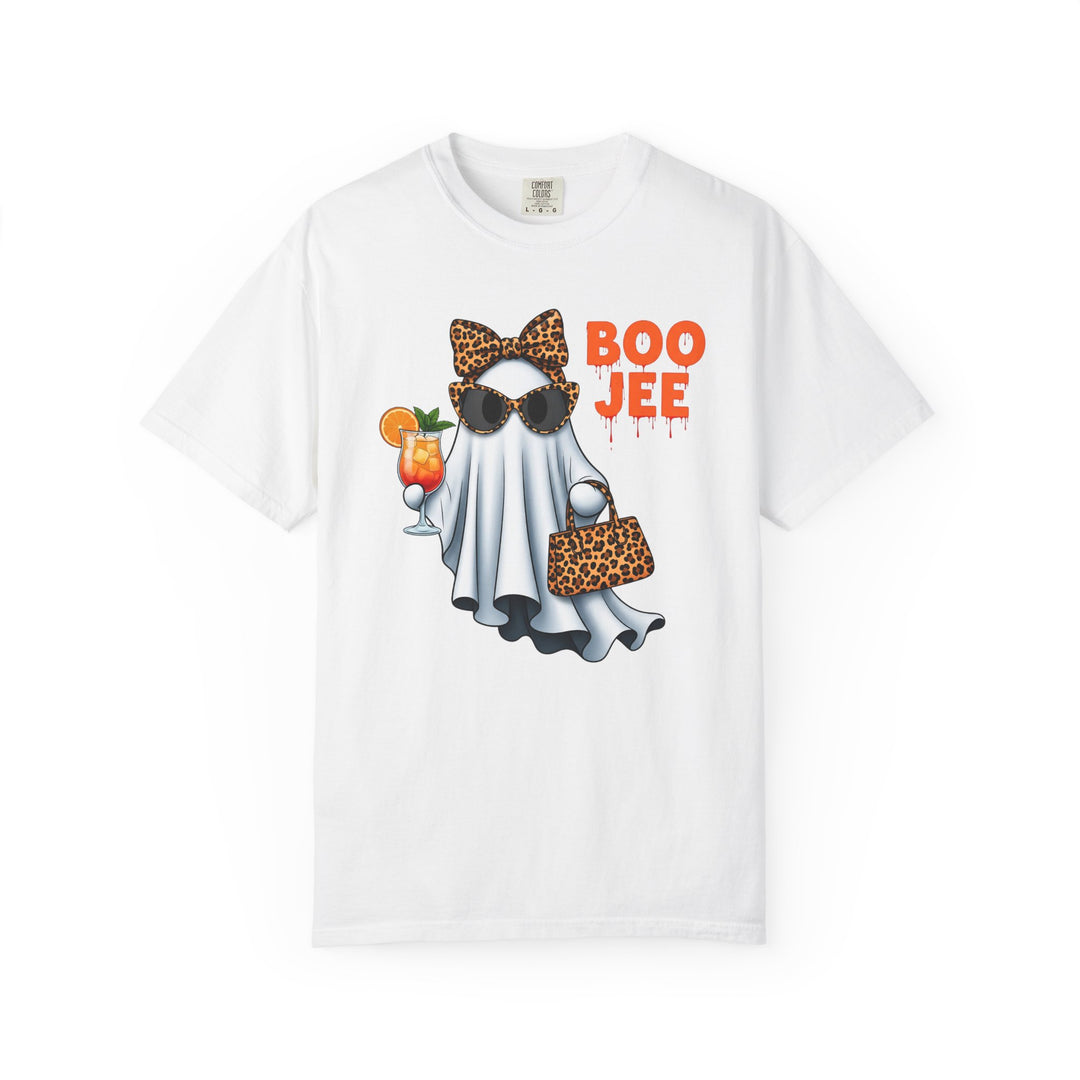 Funny Fall Boo Jee T-Shirt | Fancy Ghost with Designer Bag and Cocktail | Unisex Comfort Colors® Tee