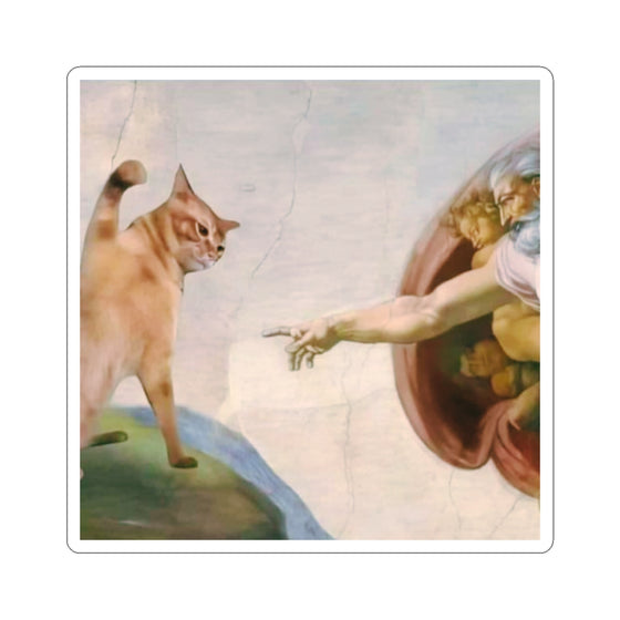 Divine Swipe Sticker | Michelangelo's Cat Remix | Cat Swatting the Creator's Hand