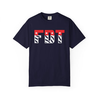 FDT flag letters T-shirt | American flag typography political tee