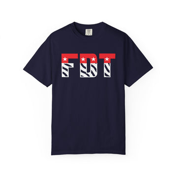 FDT flag letters T-shirt | American flag typography political tee
