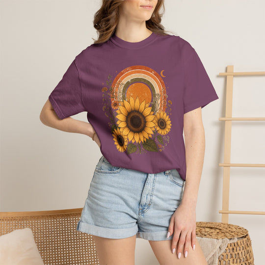 Vintage Floral Boho Sunflower T-Shirt | Retro Women&