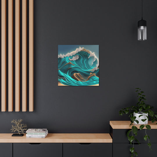 3D Ocean Abstract Wall Print (v2) - Original Large Canvas 24" x 24"