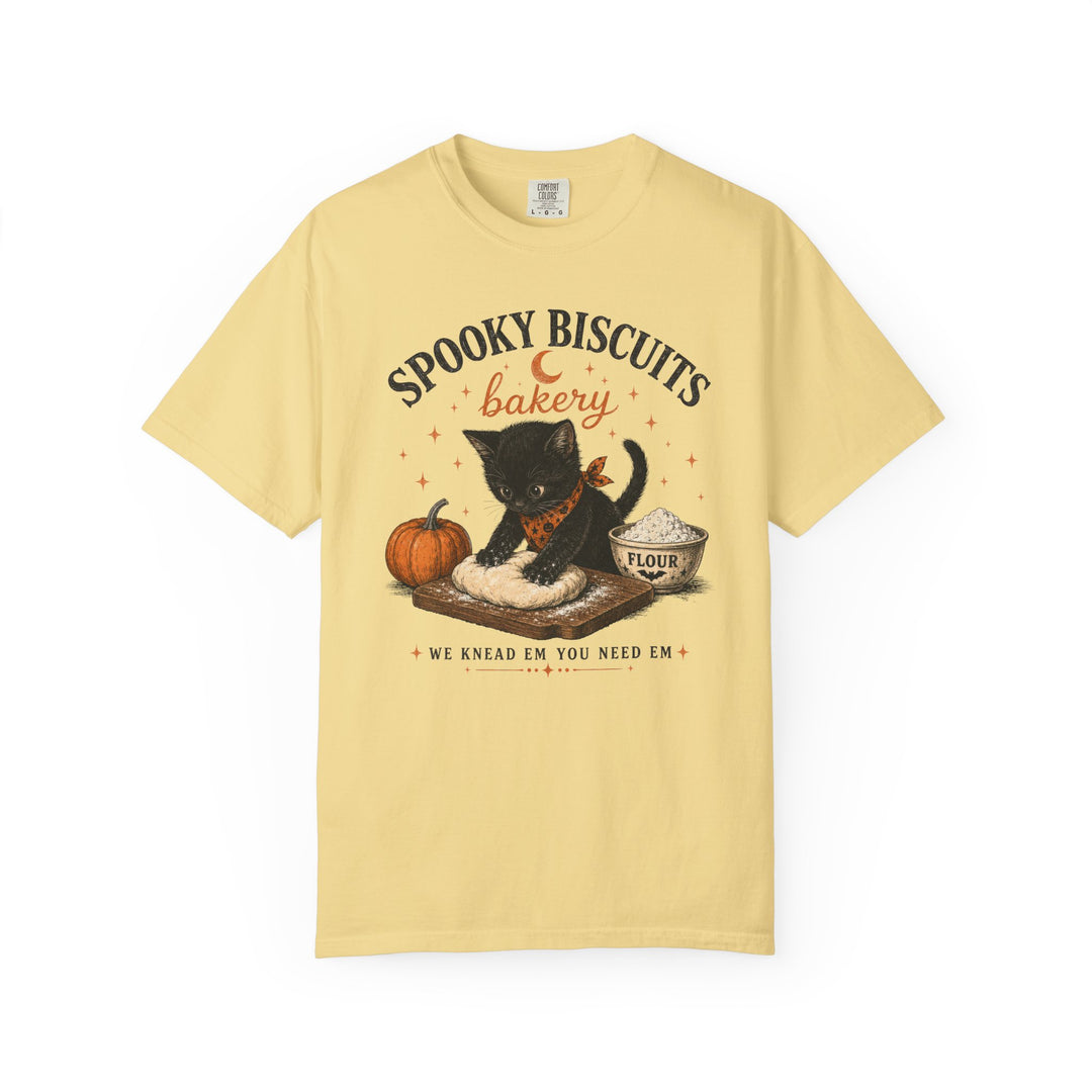 Funny Fall Spooky Biscuits T-Shirt | Cat Lovers Trendy Fall Shirt with "We Knead Them, You Need" Them Slogan
