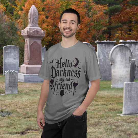 Hello Darkness My Old Friend Fall BOHO Halloween T-Shirt | Unisex Comfort Colors® Tee