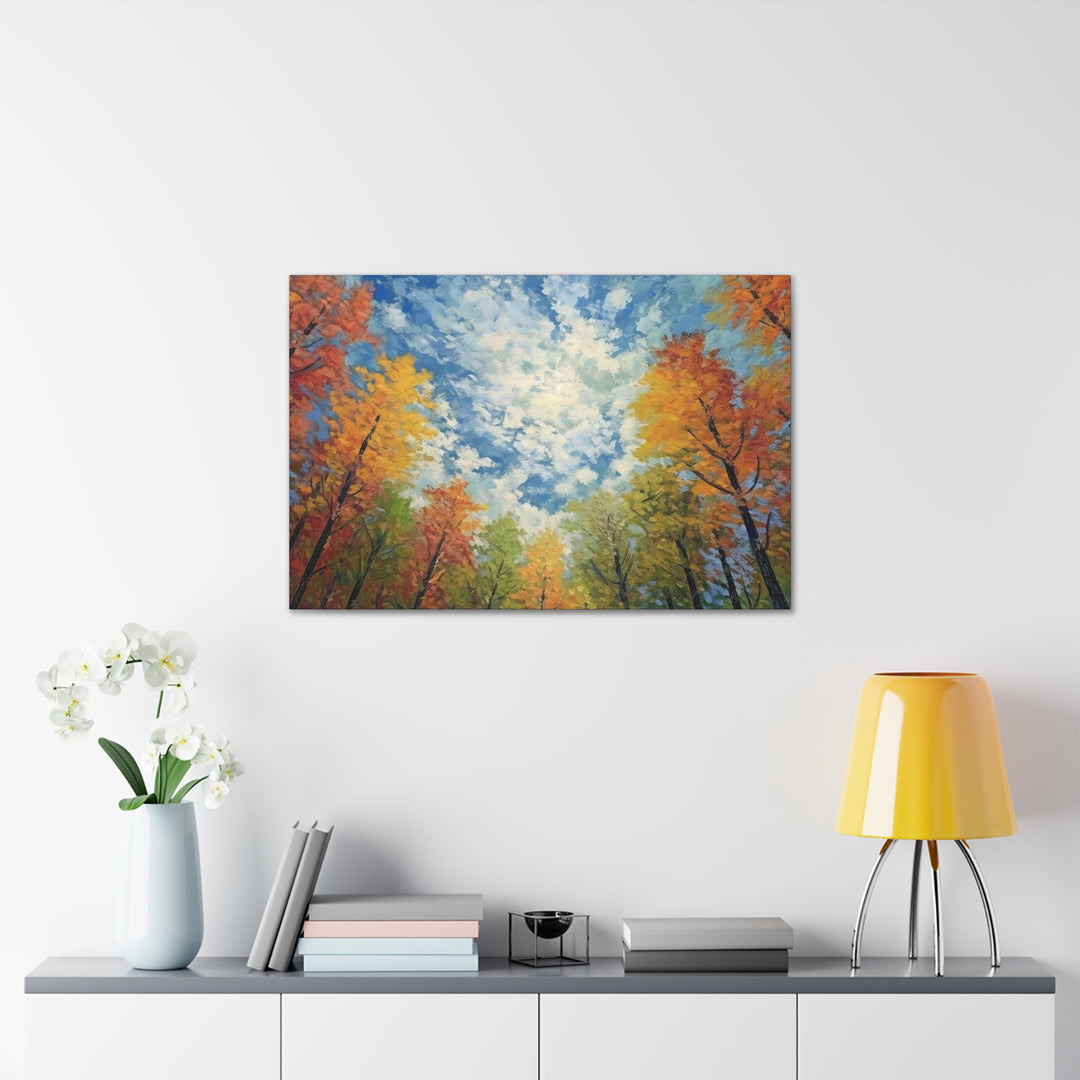 Blue Sky Colorful Forest Painting Wall Art