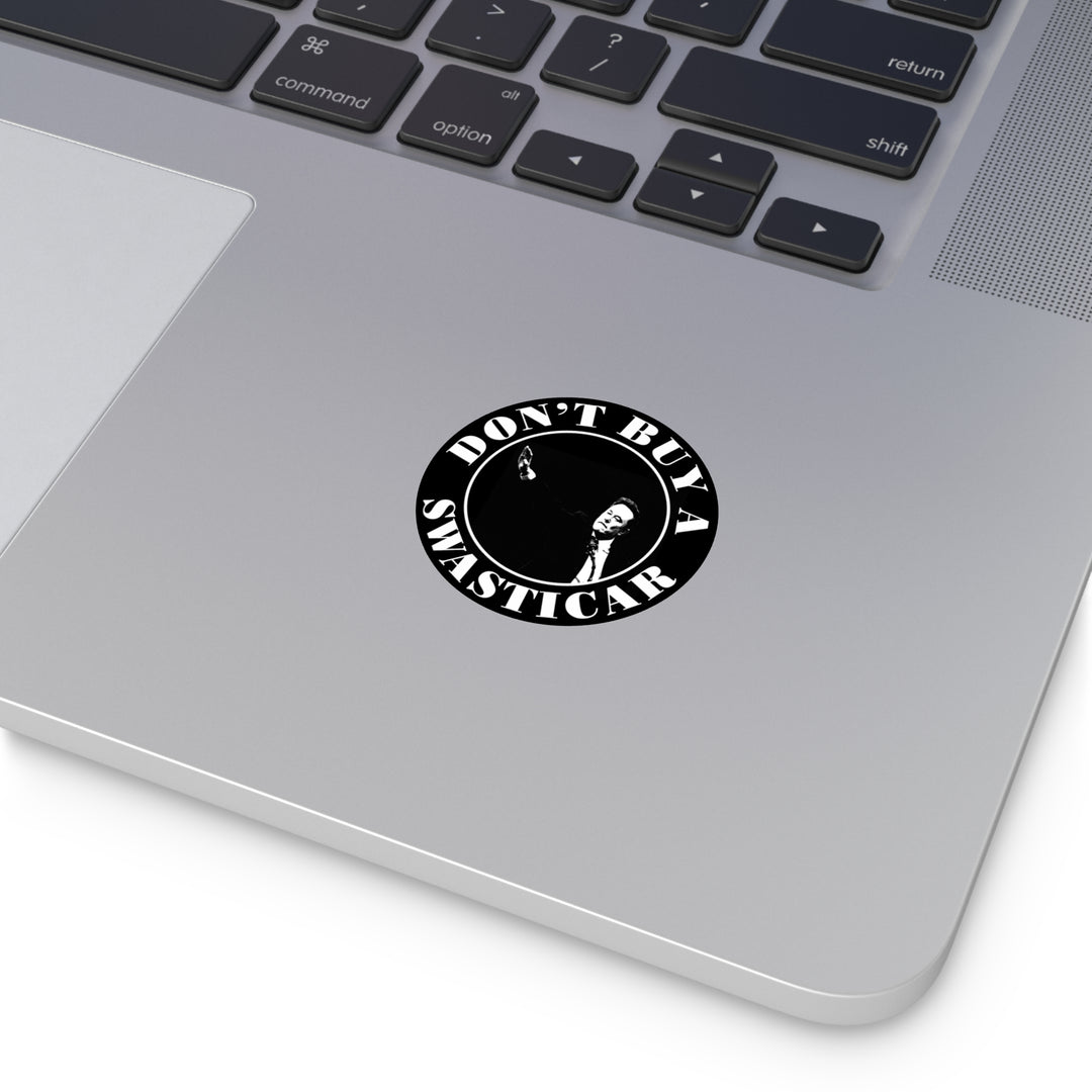 Anti-Tesla Round Vinyl Sticker - Don't Buy a Swasticar