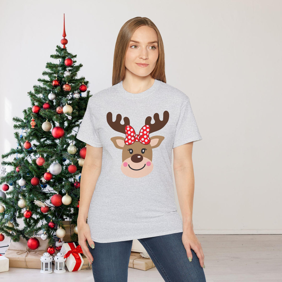 Cute Girl Reindeer Face Family Christmas Shirt