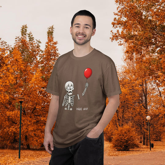 Funny Fall Skeleton and Balloon T-Shirt | Unisex Comfort Colors® Tee