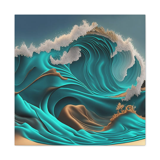 3D Ocean Abstract Wall Print (v2) - Original Large Canvas 24" x 24"