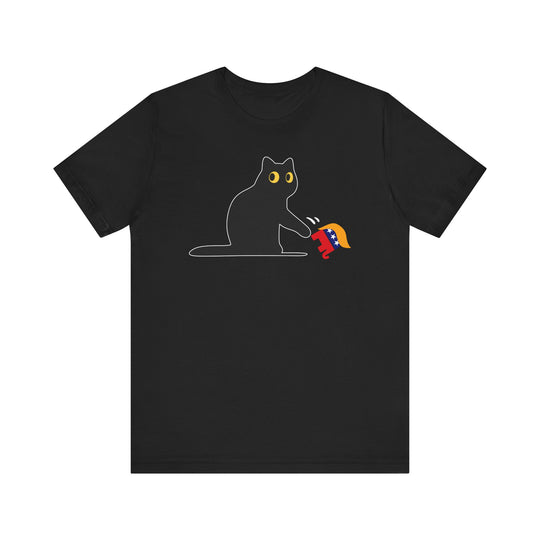 Kamala 2024 Black Cat T-Shirt - Anti-Trump GOP Elephant Knockdown