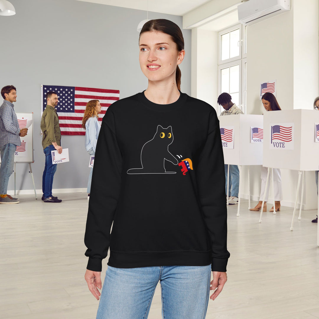 Black Cat vs. MAGA GOP Elephant Sweatshirt