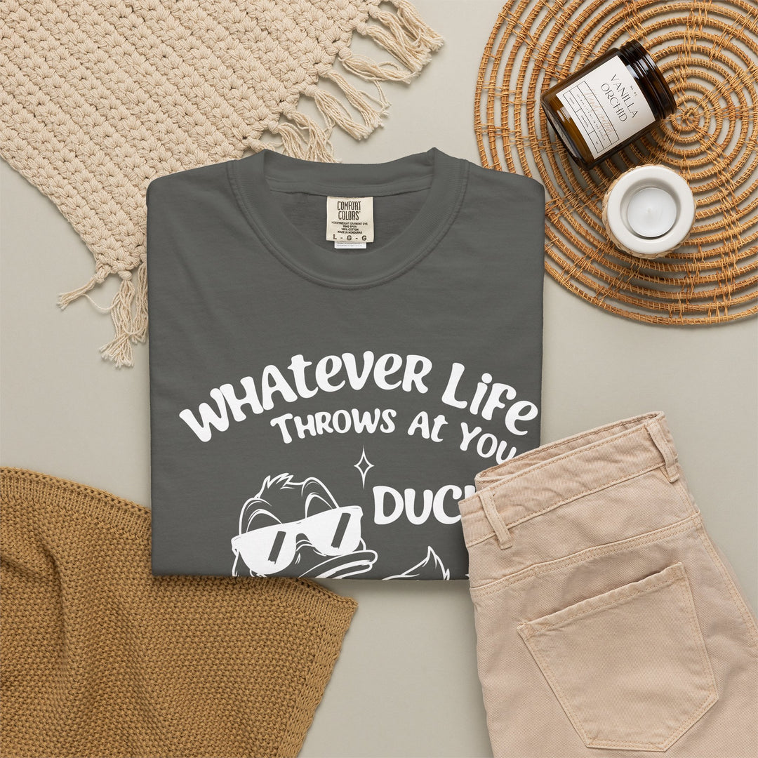 Funny Duck T-Shirt | Whatever Life Throws at You, Duck and Let It Hit Someone Else | Trendy Tee Shirt for Men and Women