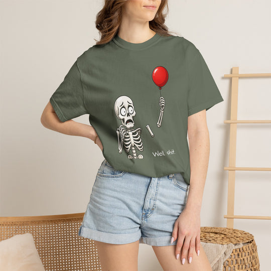 Funny Fall Skeleton and Balloon T-Shirt | Unisex Comfort Colors® Tee