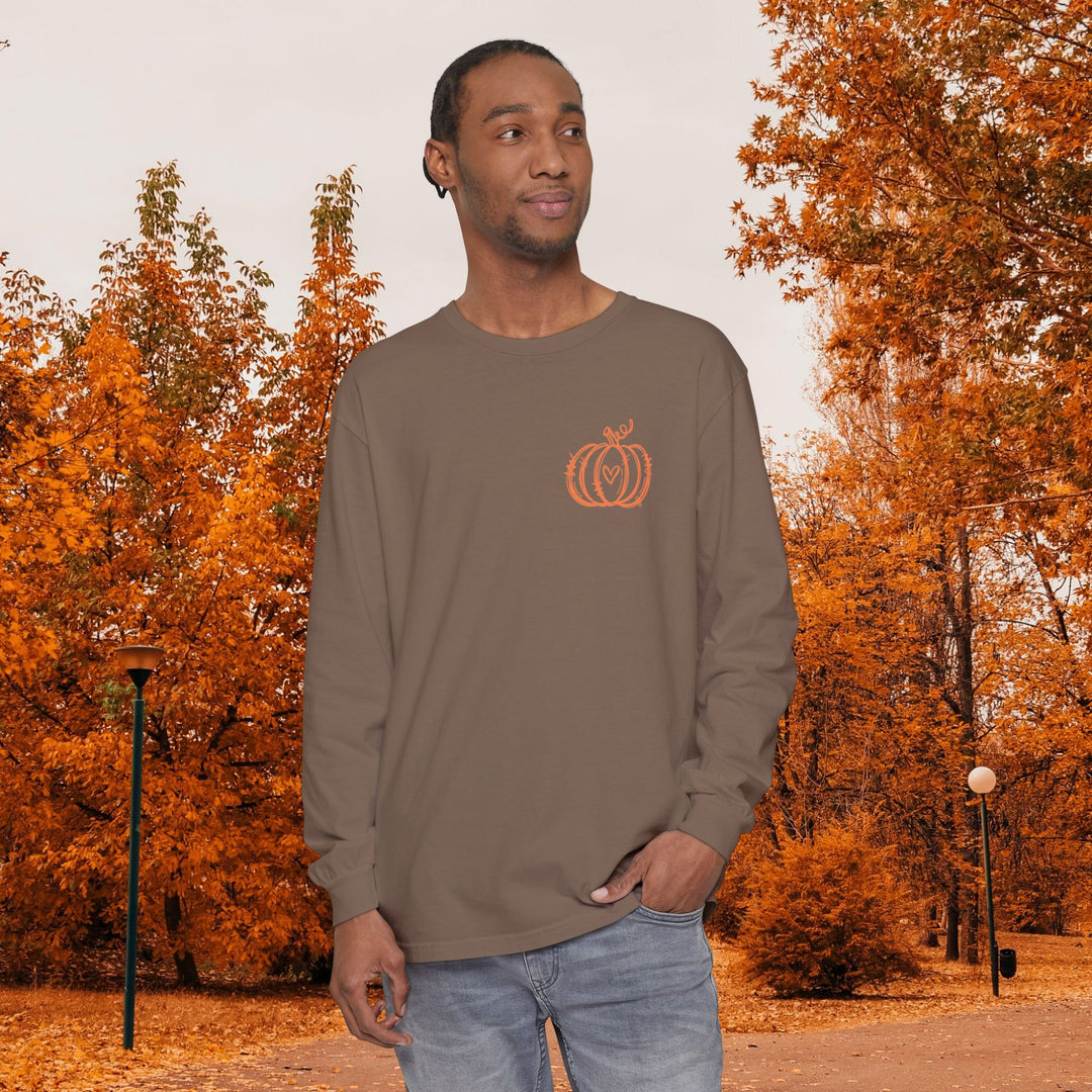Hand-Drawn Pumpkin Long Sleeve T-Shirt | Pumpkin Sketch Shirt | Cute Fall Graphic Tee