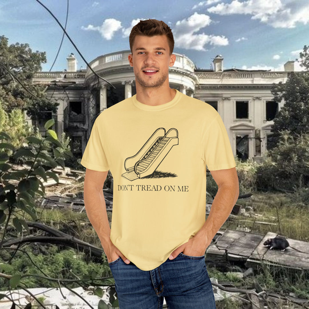 Trump Escalator Joke T-shirt, Political Graphic Tee, Gadsden Flag Mockery Shirt