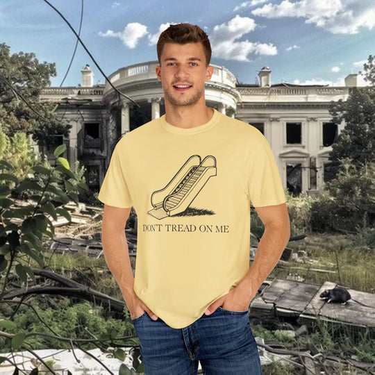 Trump Escalator Joke T-shirt, Political Graphic Tee, Gadsden Flag Mockery Shirt