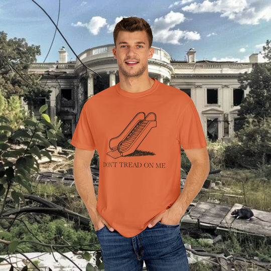 Trump Escalator Joke T-shirt, Political Graphic Tee, Gadsden Flag Mockery Shirt