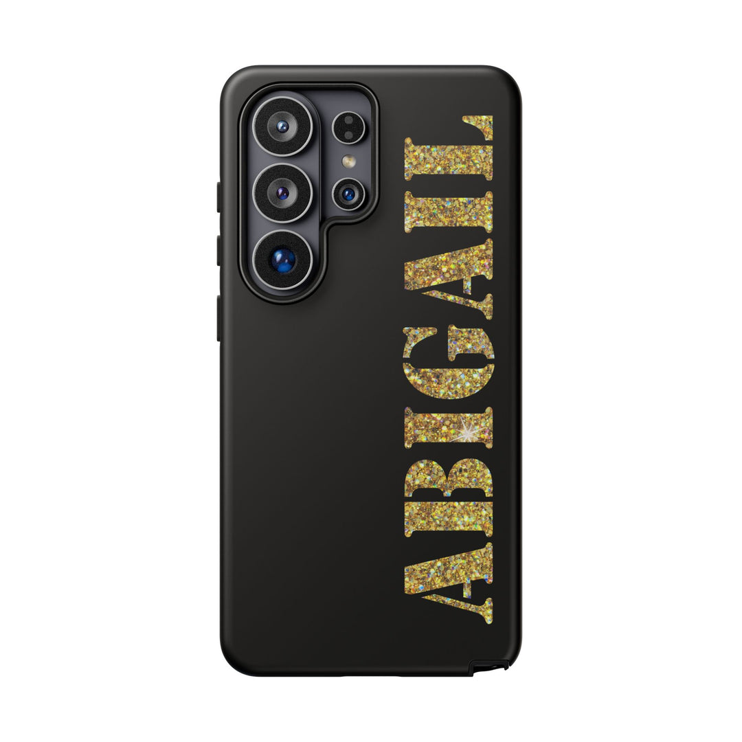 New Samsung 26 Stenciled Name Phone Case | Tough Matte Black Personalized