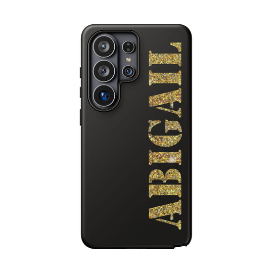 New Samsung 26 Stenciled Name Phone Case | Tough Matte Black Personalized