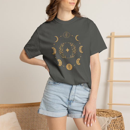Boho Moon Phases T-Shirt | Celestial Lunar Graphic Tee | Mystic Bohemian Shirt
