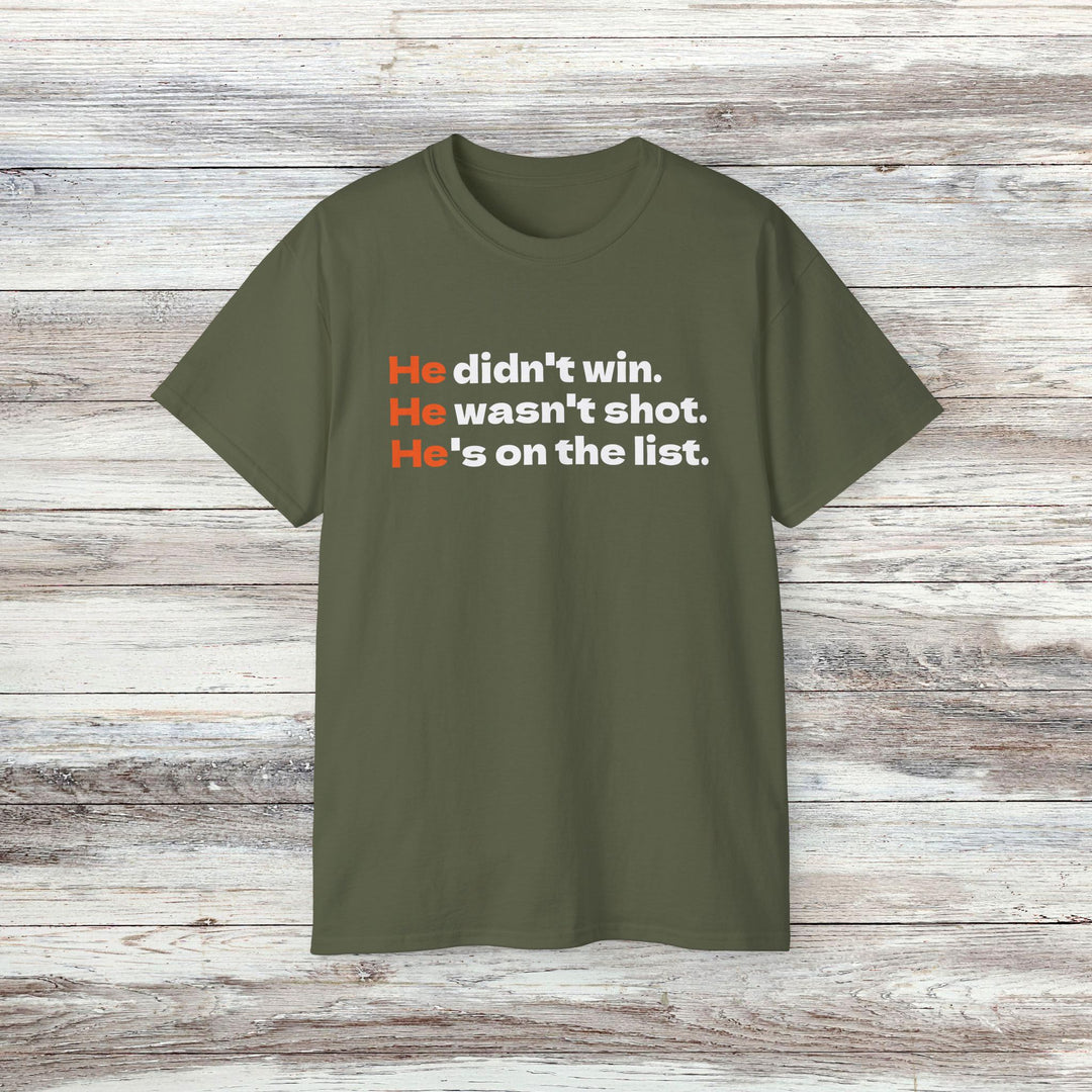 He's on the List T-Shirt, Anti-Trump Tee
