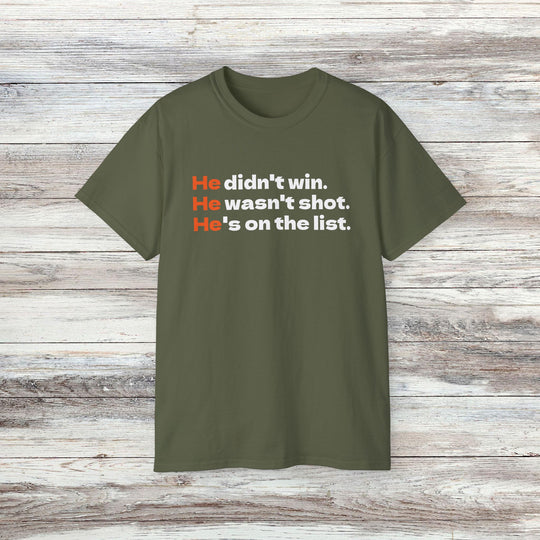 He's on the List T-Shirt, Anti-Trump Tee