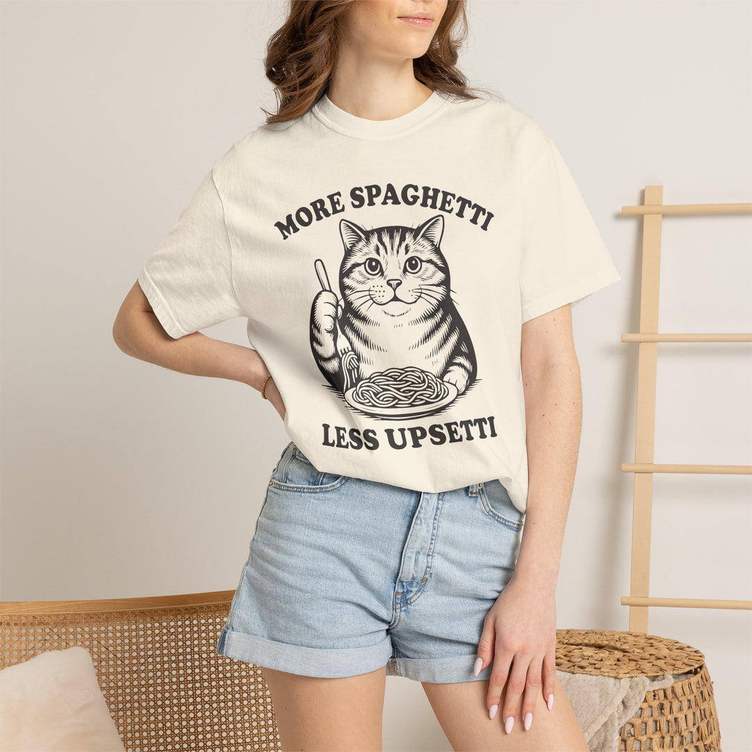 More Spaghetti Cat Lovers T-Shirt | Funny Italian Food Lovers Comfort Colors® Tee