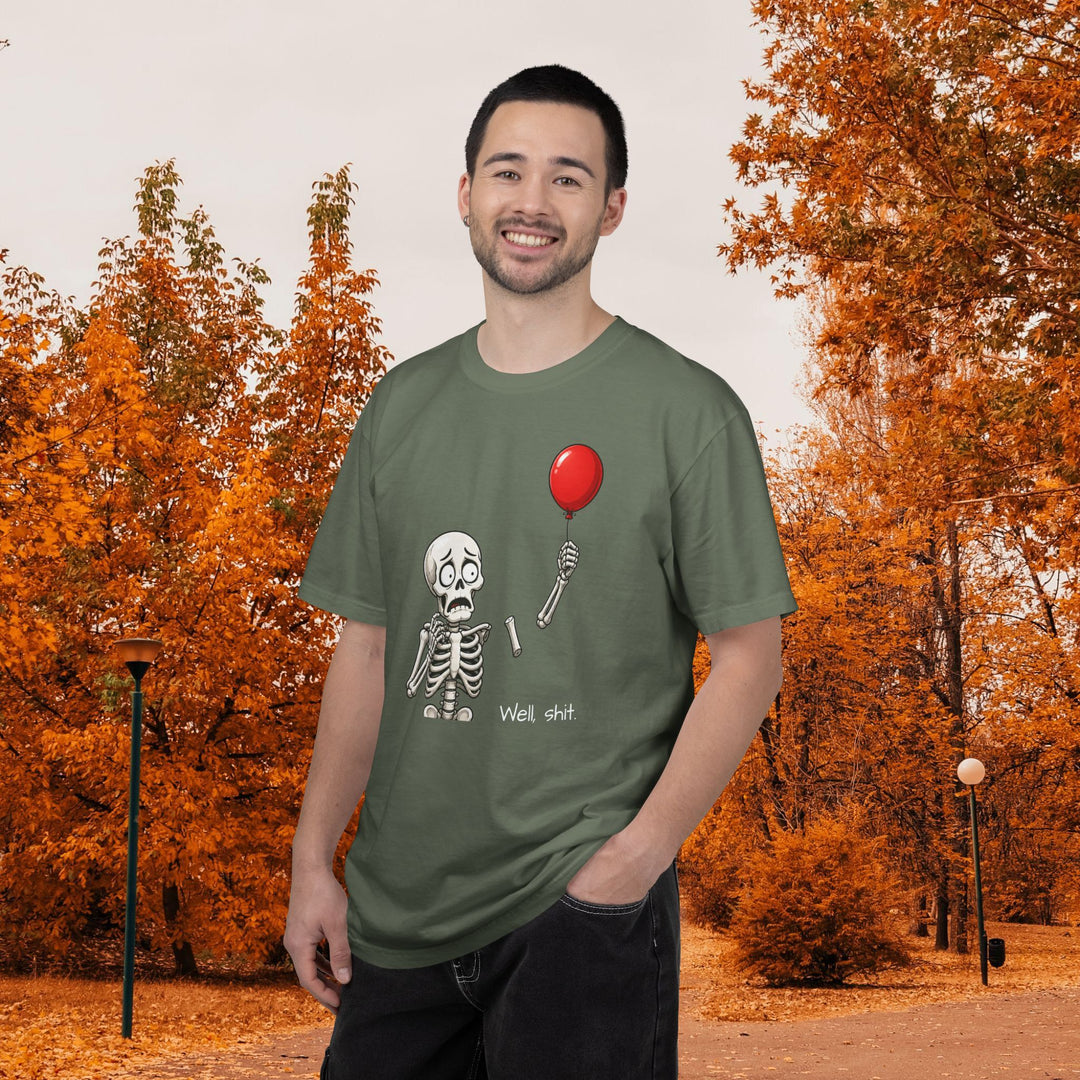 Funny Fall Skeleton and Balloon T-Shirt | Unisex Comfort Colors® Tee