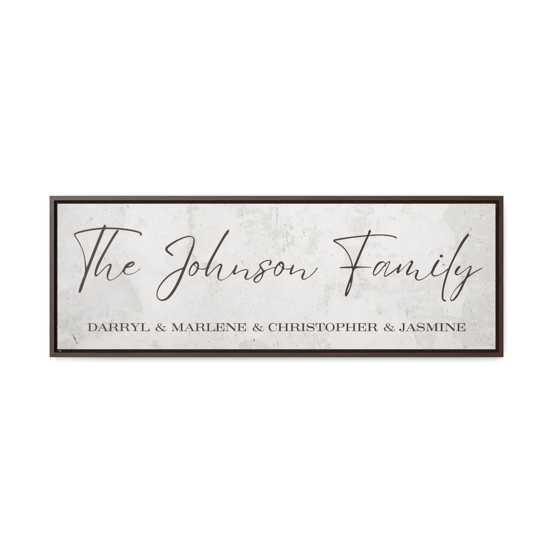Personalized Framed Canvas Print Family Name Sign