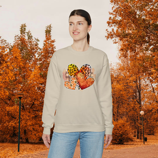 Love Fall Sweatshirt - Hearts with Leopard Spots