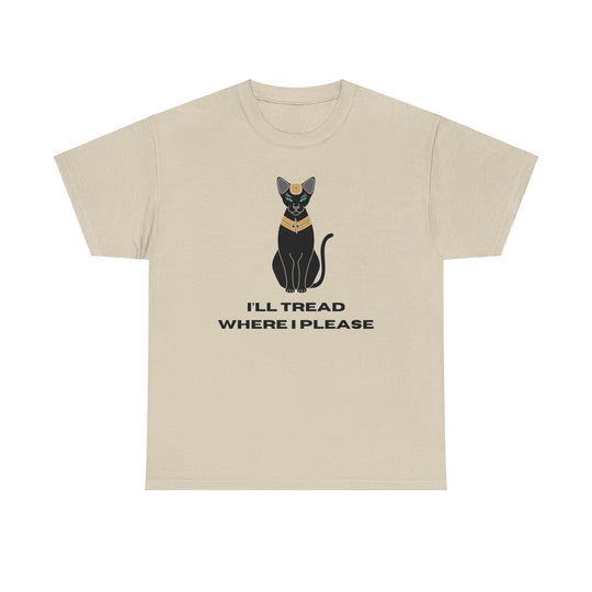 Empowering T-Shirt - I'll Tread Where I Please - Black Cat with Snake Design - Gadsden Flag