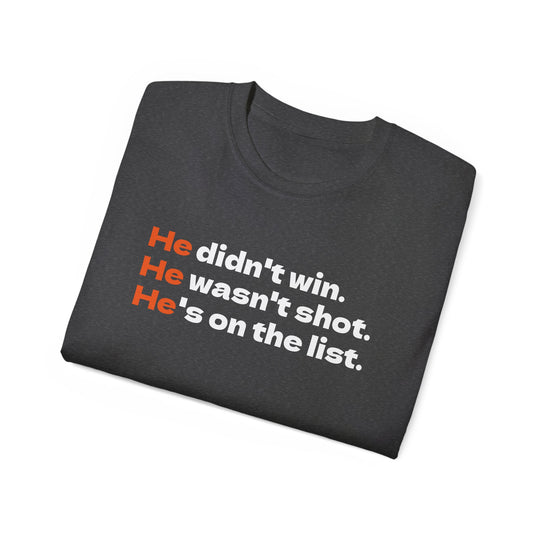 He's on the List T-Shirt, Anti-Trump Tee