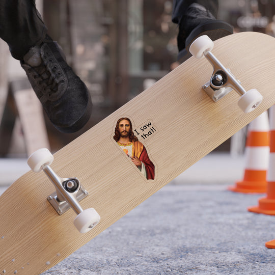 Jesus "I Saw That!" Illustration Sticker | Die-Cut Outdoor Sticker
