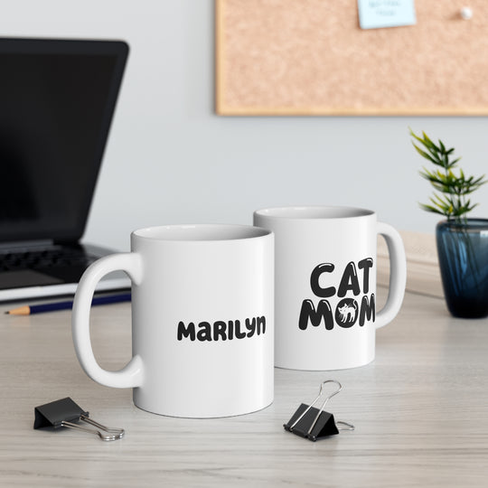 Personalized Cat Mom Mug | Ceramic Custom Coffee Cup for Cat Lovers