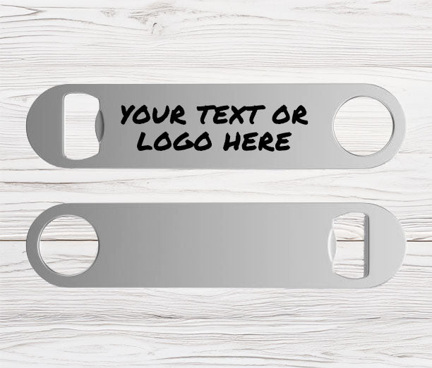 Custom Text Bar Bottle Opener | Personalized Metal Bottle Opener Text or Logo