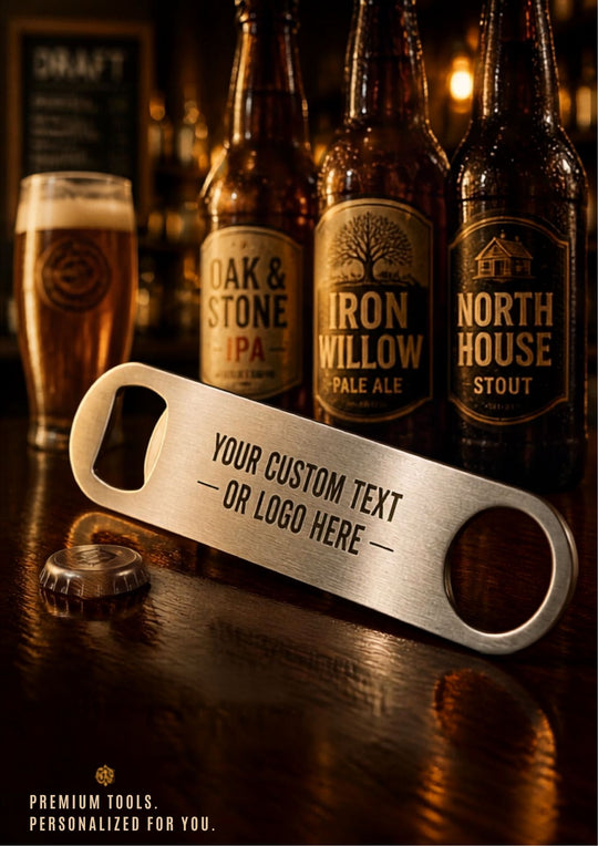 Custom Text Bar Bottle Opener | Personalized Metal Bottle Opener Text or Logo