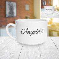 Personalized Script Name with Hug in a Mug Latte Mug | 25oz Ceramic Coffee Mug