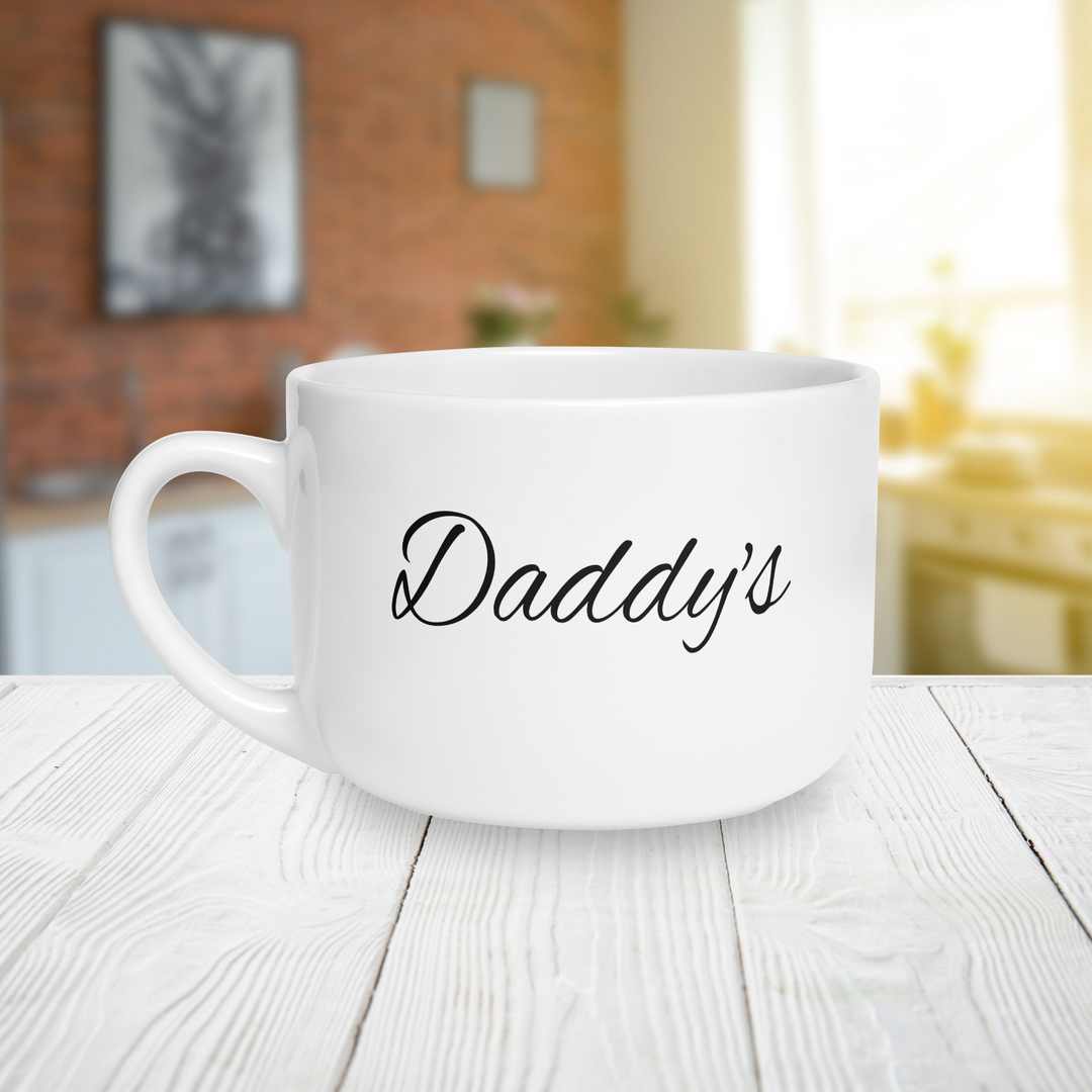 Personalized Script Name with Hug in a Mug Latte Mug | 25oz Ceramic Coffee Mug