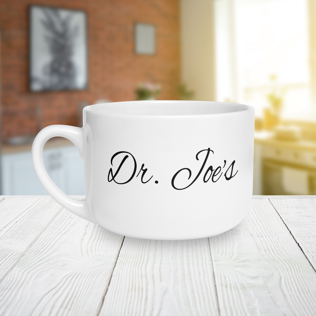 Personalized Script Name with Hug in a Mug Latte Mug | 25oz Ceramic Coffee Mug