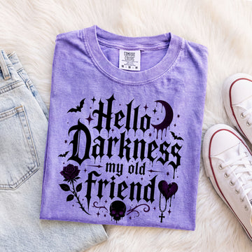 Hello Darkness My Old Friend Fall BOHO Halloween T-Shirt | Unisex Comfort Colors® Tee