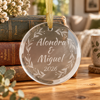 Personalized Christmas 2026 Glass Ornaments | Bride and Groom Names | Wedding Favors with Gold Ribbon