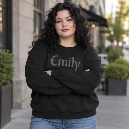 Personalized Name Crewneck Sweatshirt - Puff Print Design with Custom Name Gildan 18000 Sweatshirt for Women